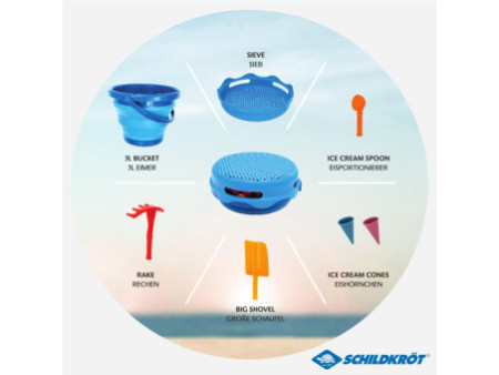 SCHILDKRÖT Kit de jouets de plage 7en1, bleu