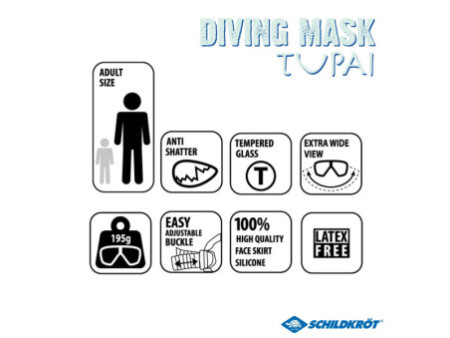 SCHILDKRÖT Masque de plongée pour adultes 'Tupai', noir/gris