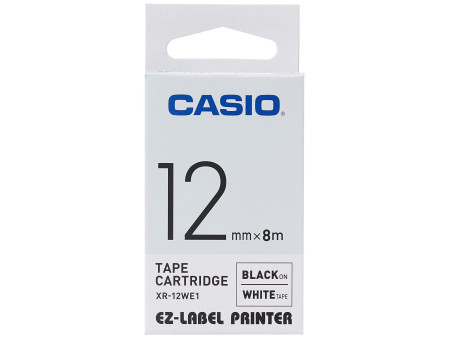 CASIO Cassette à ruban XR, 12 mm / 8 m, noir sur blanc
