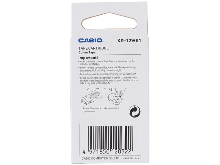 CASIO Cassette à ruban XR, 12 mm / 8 m, noir sur blanc