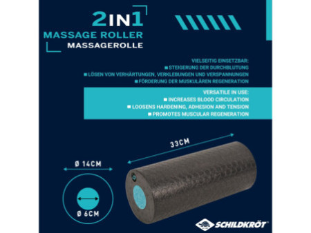 SCHILDKRÖT Rouleau de massage 2 en 1, noir/bleu