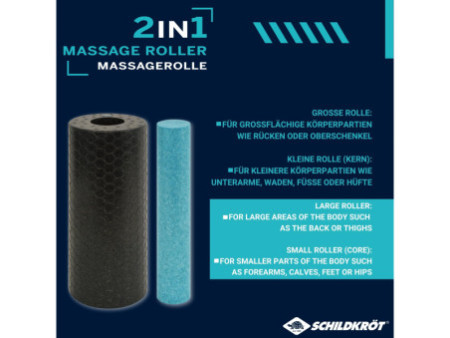SCHILDKRÖT Rouleau de massage 2 en 1, noir/bleu