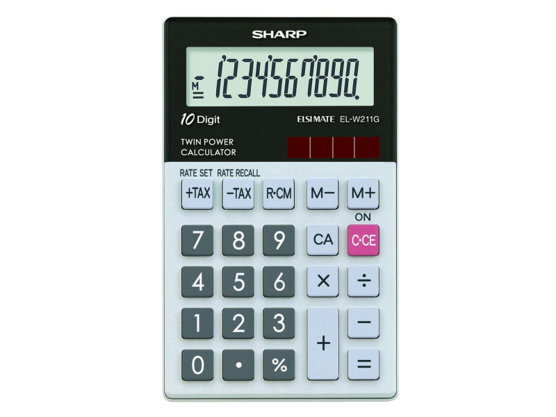 SHARP Calculatrice de poche modèle EL-W211G GY, alimentation