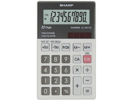 SHARP Calculatrice de poche modèle EL-W211G GY, alimentation