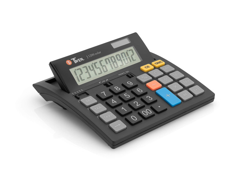 TWEN Calculatrice de bureau J-1200 solar, 12 carac.