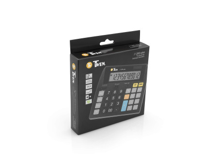 TWEN Calculatrice de bureau J-1200 solar, 12 carac.