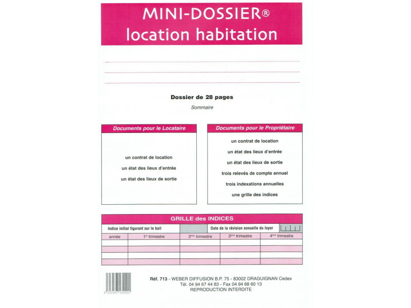 WEBER Formulaire français 'Mini dossier location-habitation'