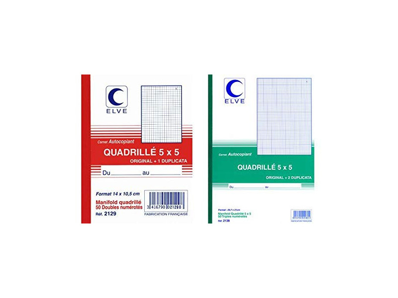 ELVE Manifold quadrillé (5/5), 140 x 105 mm, dupli