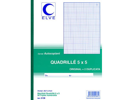 ELVE Manifold quadrillé (5/5), 140 x 105 mm, dupli