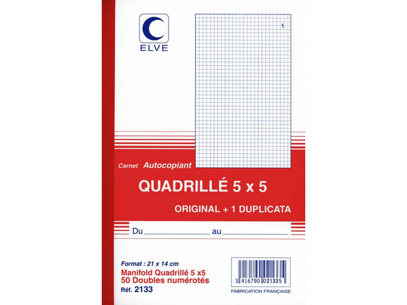 ELVE Manifold quadrillé (5/5), 140 x 210 mm, dupli