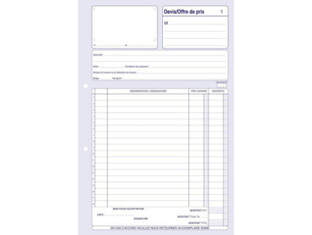 ELVE Manifold 'Devis - Offre de prix', 210 x 297 mm, tripli