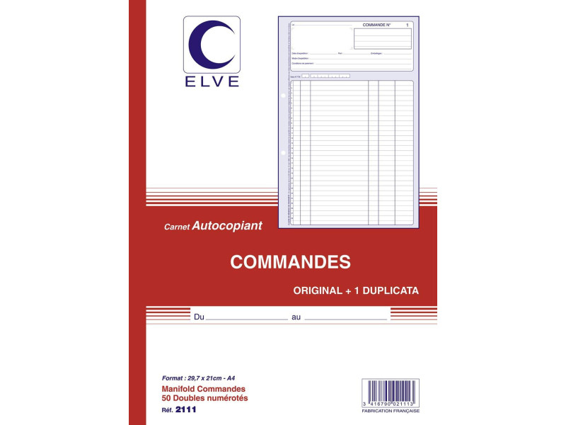 ELVE Manifold 'Commandes', 297 x 210 mm, dupli