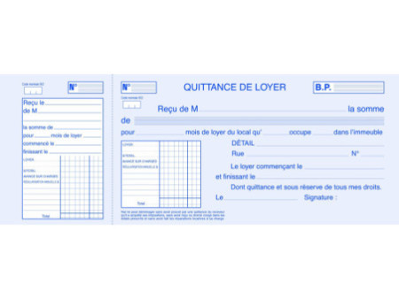 ELVE Carnet à souche 'Quittances de loyer', 100 x 270 mm