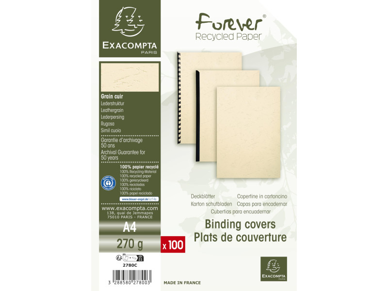 EXACOMPTA Couverture de reliure FOREVER, A4, ivoire
