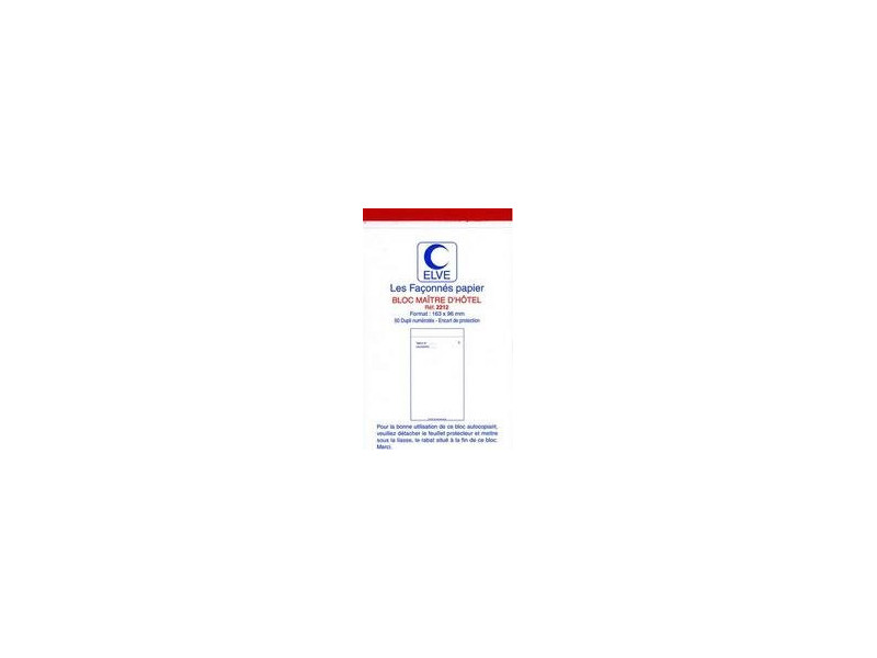ELVE Bloc Maître d'Hôtel, 96 x 165 mm, 50 feuillets dupli