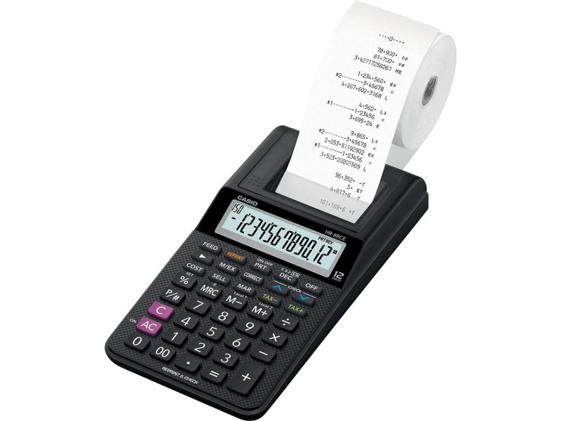 CASIO Calculatrice imprimante modèle HR-8 RCE-BK, noir
