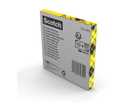 3M Scotch Ruban adhésif double face 665, 12 mm x 32,9 m