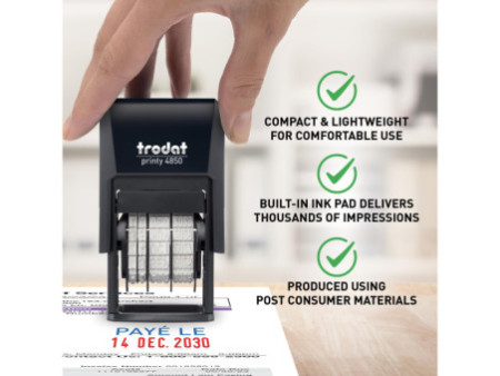trodat Tampon dateur Printy Dater 4850L, 'PAYÉ LE' (FR)