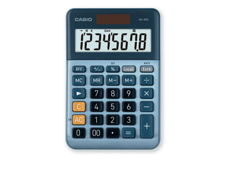 CASIO Calculatrice de bureau MS-80E, 8 chiffres, argent