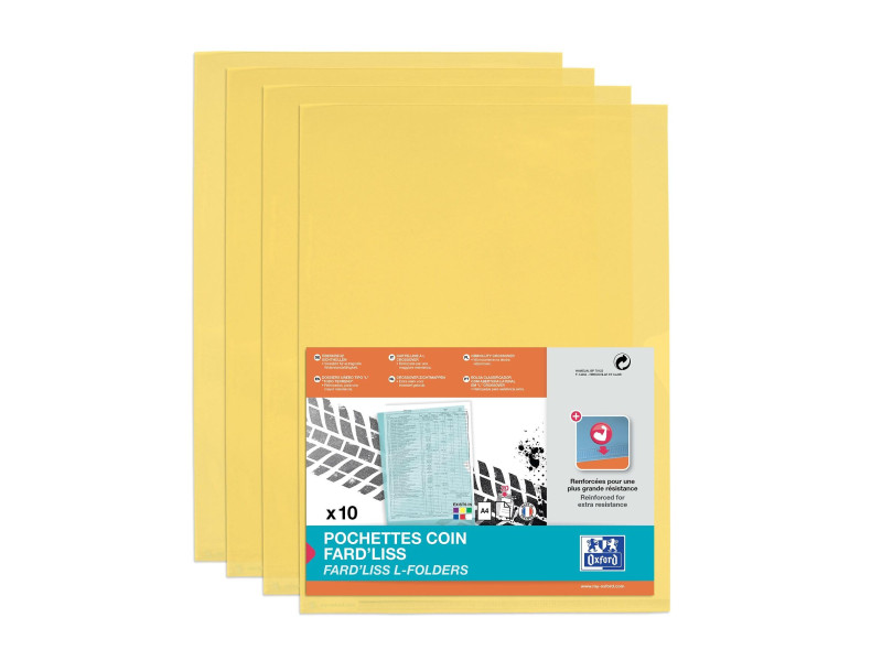 Oxford Pochettes coin Fard'Liss, A4, PVC 0,20 mm, jaune