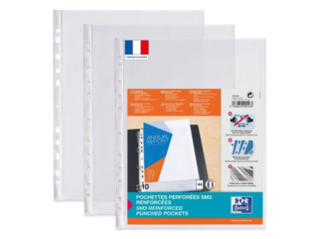 Oxford Pochettes perforées SM3, A4, PVC, transparent