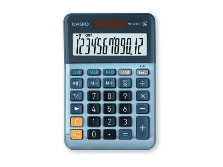 CASIO Calculatrice de bureau MS-120EM, 12 chiffres, argent