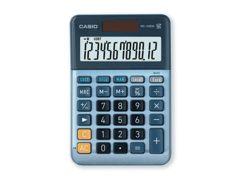 CASIO Calculatrice de bureau MS-120EM, 12 chiffres, argent