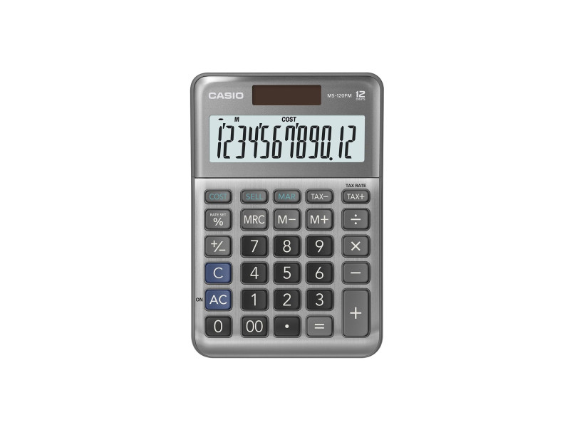 CASIO Calculatrice de bureau MS-120F, 12 chiffres, argent