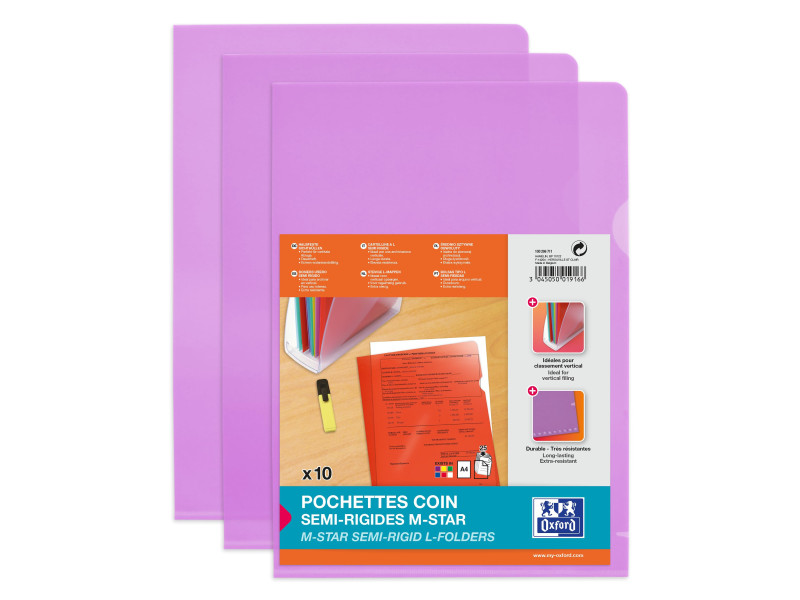 ELBA Pochettes coins M Star, en film solide PVC 0,15mm,lilas