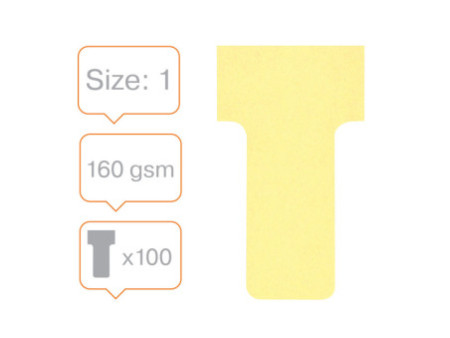 nobo Fiche T, indice 1 / 28 mm, 170 g/m2, jaune