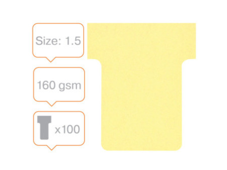 nobo Fiche T, indice 1,5 / 45 mm, 170 g/m2, jaune