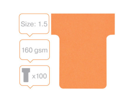 nobo Fiche T, indice 1,5 / 45 mm, 170 g/m2, orange