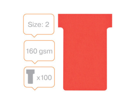 nobo Fiche T, indice 2 / 60 mm, 170 g/m2, rouge