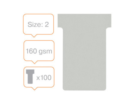 nobo Fiche T, indice 2 / 60 mm, 170 g/m2, gris