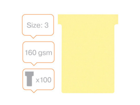nobo Fiche T, indice 3 / 92 mm, 170 g/m2, jaune