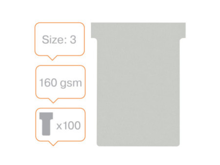 nobo Fiche T, indice 3 / 92 mm, 170 g/m2, gris