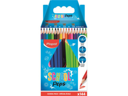 Maped Crayons de couleur COLOR'PEPS, pack scolaire de 144