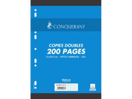 CONQUERANT SEPT Copies doubles, A4, quadrillé, sans marge