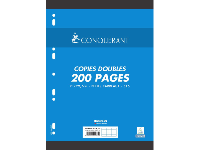 CONQUERANT SEPT Copies doubles, A4, quadrillé, sans marge