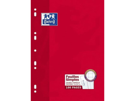 Oxford Feuilles simples perforées, A4, séyès
