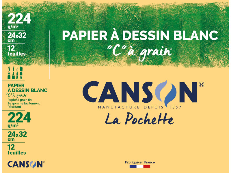 CANSON Papier à dessin 'C' à grain, 320 x 240 mm, 224 g/m2