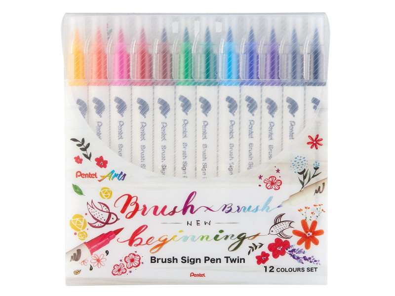 PentelArts Feutre pinceau BrushSignPen Twin, set de 12