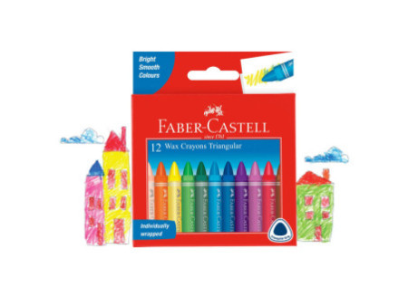 FABER-CASTELL Craie à la cire, triangulaire, étui de 12