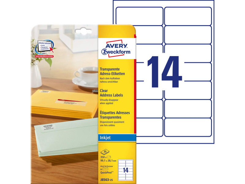 AVERY Zweckform Etiquette d'adresse, transp., 99,1 x 38,1 mm