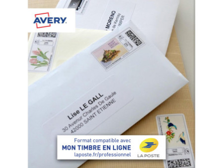 AVERY Etiquette d'adresse jet d'encre, 63,5 x 33,9 mm, blanc