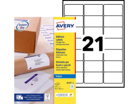AVERY Etiquette d'adresse jet d'encre, 63,5 x 38,1 mm, blanc