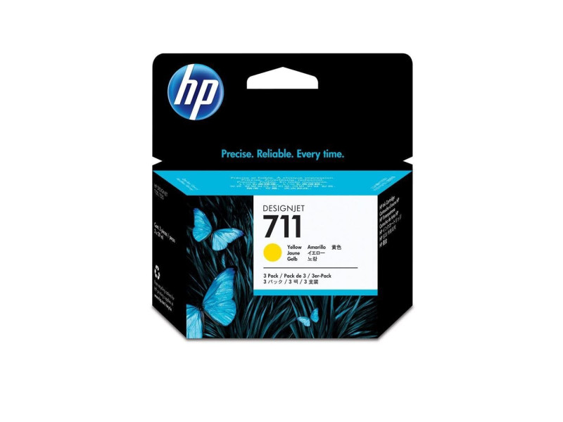 hp Encre hp 711 pour DesignJet T125, pack de 3, jaune