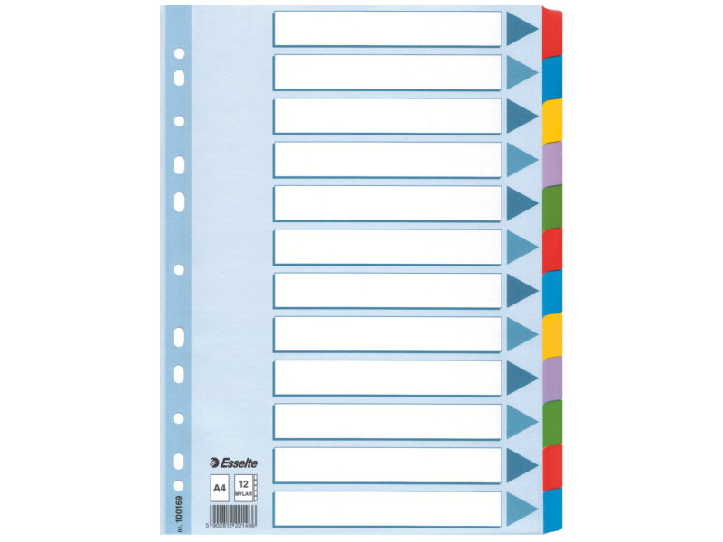 Esselte Intercalaires en carton, uni, A4, 12 touches