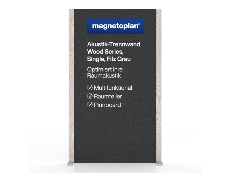 magnetoplan Cloison acoustique Wood Series, single, gris