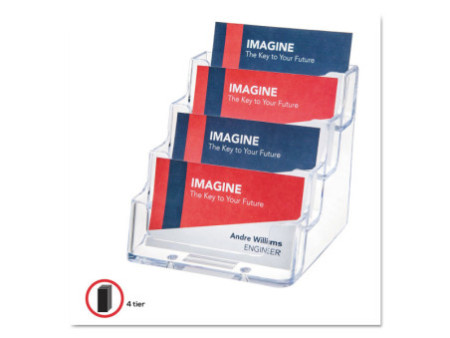 deflecto Porte-cartes de visite, 4 compartiments,transparent